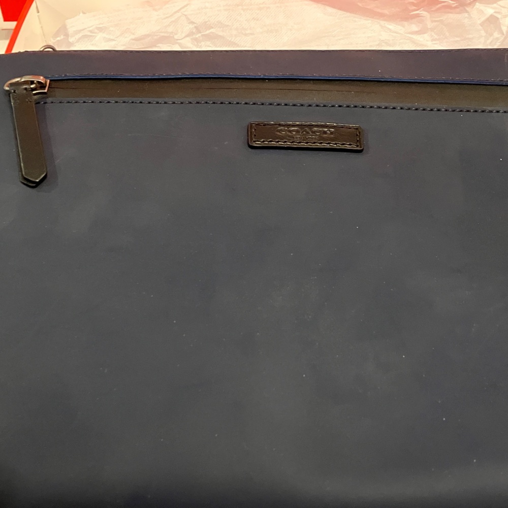 Coach Dark Blue Leather Laptop Bag